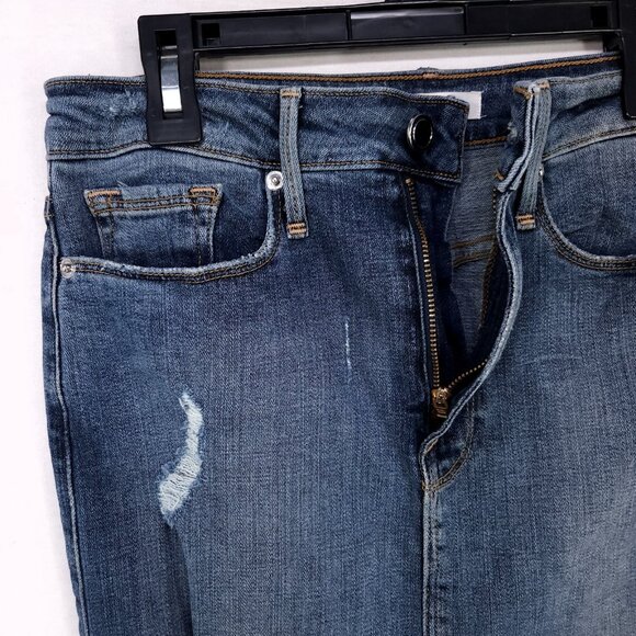 Good American Denim Pencil Skirt Size 6 Distress Stretch High Waist - Picture 10 of 11